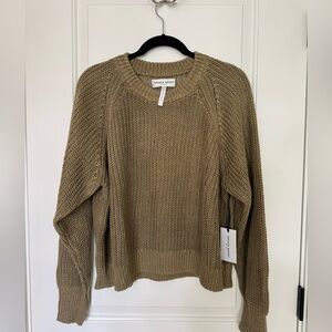 Apiece Apart khaki olive 100% linen rib crew sweater